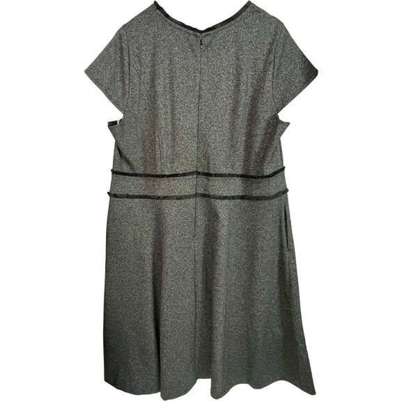 Lane Bryant Ponte Fringe Trim Knit Tweed Fit & Flare Dress Plus 24 Gray Black - Picture 5 of 11